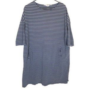 Seasalt Cornwall Womens 18 Gray Striped Organic Cotton Sweater Dress Pockets